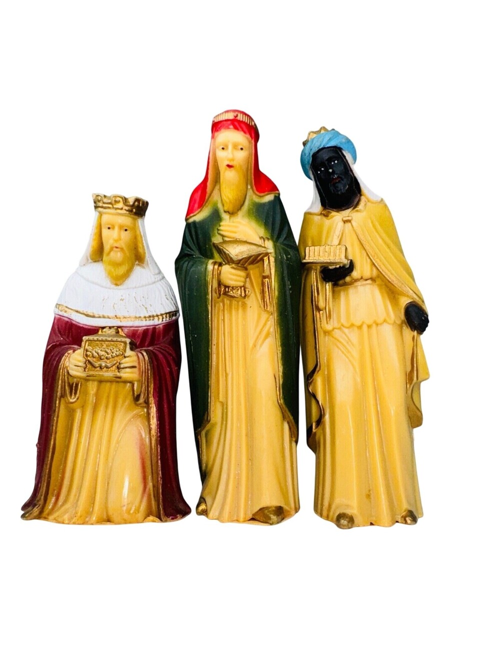 3 Vintage Wise Men Kings Lightweight Plastic 4" Scale Nativity Set Figurines